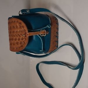 Vintage leather tooled bag Crossbody bag Handmade  5.5"×4.5" 41" Crossbo…